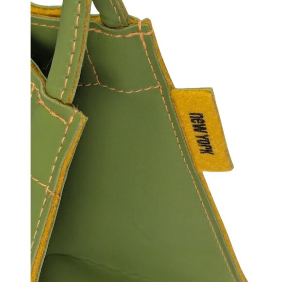 Mod Minimalist Vinyl Tote Bag Alan Stuart New York Green Structured Shoulder Bag - Picture 7 of 11